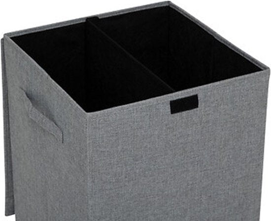5Five Eureka sorteer wasmand - 74 liter - grijs - 37 x 37 x 60 cm - MDF / Polyester stof - met afsluitklep