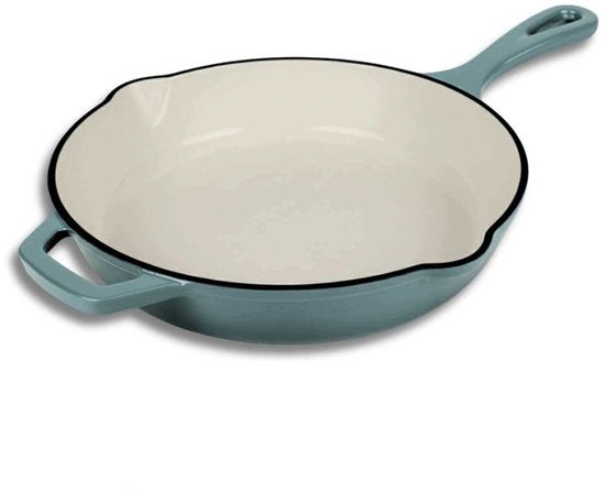 Hage - Frying Pan - Enameled Cast Iron Frying Pan - Cast Iron Frying Pan - Suitable for Induction, Gas & Oven - Ø26 cm - Pastel Teal