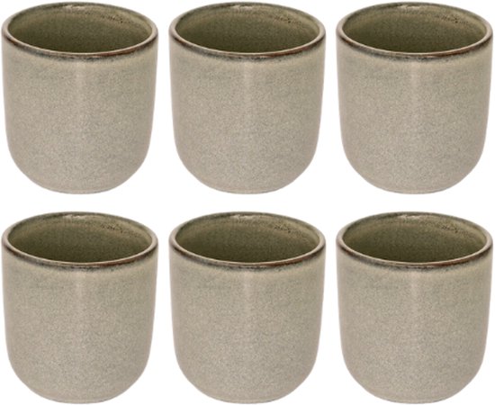 Espressotassen - Espressogläser - Kleine Kaffeetassen - 6er-Set - Keramik-Espressotassen - Steingut - Spülmaschinen- & mikrowellengeeignet - 100 ml - Grün