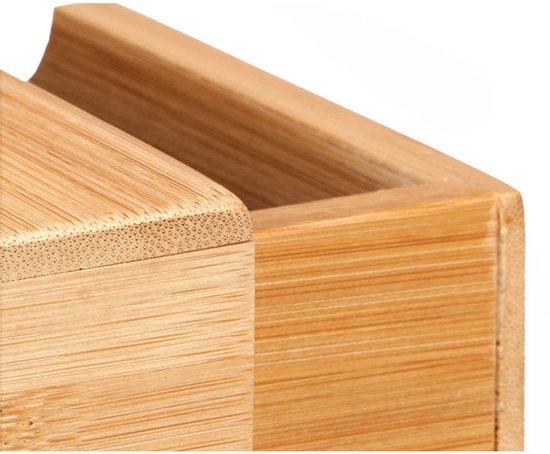 Bamboo Drawer Organizer - Square Storage Box - Sustainable Wood - Kitchen, Bathroom & Desk Organizer - 30 x 30 x 10 cm - Natural Wood