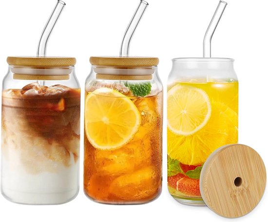 Luxury drinking glasses with lid and straw