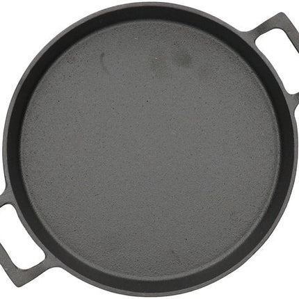 HOMLA - Andreas Gietijzeren Koekenpan - Cast Iron Frying Pan - met Bamboe Onderzetter - Twee Handgrepen - Ovenbestendige Grillpan & Serveerpan - Duurzame Skillet - 25 x 20 cm - Zwart
