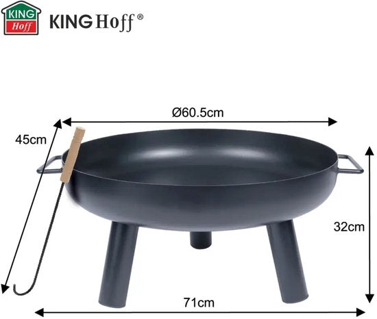 Kinghoff vuurkorf met pook – vuurplaats en tuinhaard voor buiten, Ø60,5 cm – foto 7