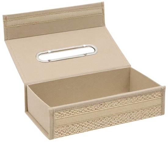 Tissuebox - Tissuedoos - Tissuehouder - Zakdoekhouder - Voor Woonkamer, Badkamer & Kantoor - Karton - 26 x 8 x 14 cm - Beige