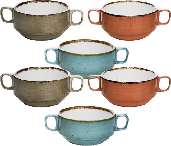 Brisbane Suppenschälchen D10xh5,3cm - BLUE-GREY-ORANGE (6er-Set)