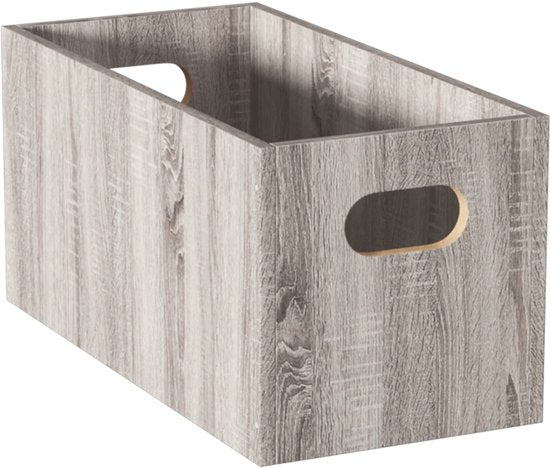 5Five Storage basket / cupboard basket - Grey wash - 31 x 31 x 31 cm - 29 liters - Cube unit baskets - Wood - Foldable - Crates