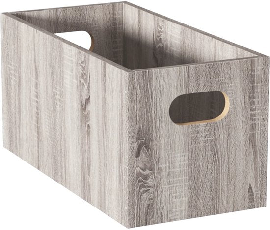 5Five Storage basket / cupboard basket - Grey wash - 31 x 31 x 31 cm - 29 liters - Cube unit baskets - Wood - Foldable - Crates