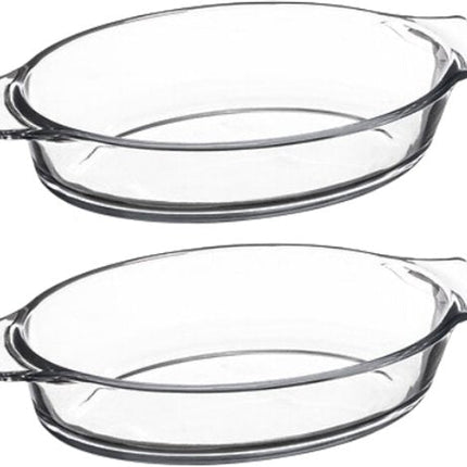 Ovenschaal - Mini Ovale Ovenschalen - Bakvorm - Set van 2 - Borosilicaat Glazen - Ovaal - 0.4L - 20x11 cm - Transparant