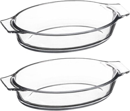Ovenschaal - Mini Ovale Ovenschalen - Bakvorm - Set van 2 - Borosilicaat Glazen - Ovaal - 0,4 L - 20 x 11 cm - Transparant