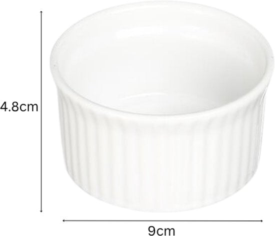 Ramequin set van 6 keramische ovenschaaltjes van steengoed, 200 ml, wit