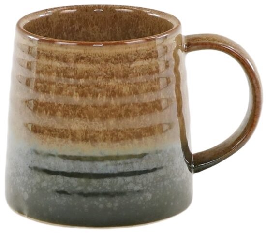 MPLCo - Ombre Insta Mug - Coffee Mug with Reactive Glaze - Large Tea Mug - Modern Design - Oven & Microwave Safe - Handmade Cup - Dishwasher Safe - Ceramic - 400 ml - Green / Brown