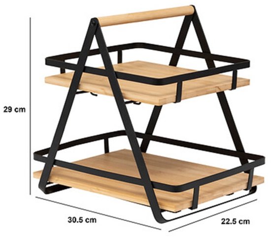 5Five aanrecht rekje 2-laags – metaal en bamboehout, 30 x 22 x 29 cm – foto 6