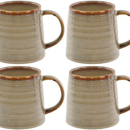 MPLCo - Ombre Insta Mok - Koffiemok met Reactieve Glazuur - Set van 4 - Theemok Groot - Modern Design - Oven & Magnetron Bestendig - Handgemaakte Beker - Vaatwasserbestendig - Keramiek - 400ml - Lichtbruin