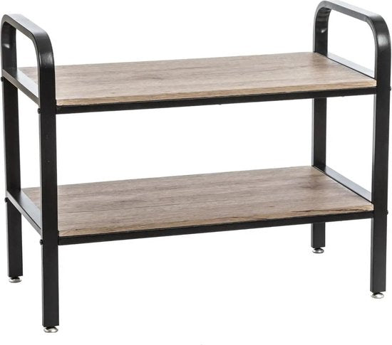Schoenenrek/schoenenkast 6 paar schoenen 71,5 x 57,5 cm van metaal/hout - Schoenen opbergen - Schoenenrekken