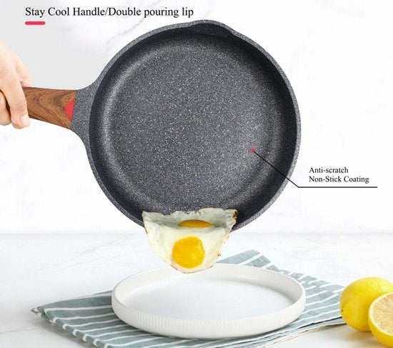 Topfset - Schmorpfannenset - Kochtopfset - Schmorpfanne 24 cm & 28 cm - Induktionsgeeignet - Keramik-Antihaftbeschichtung - PFOA- & PFAS-frei - Kratzfest - Mit Ausgießer - Schwarz