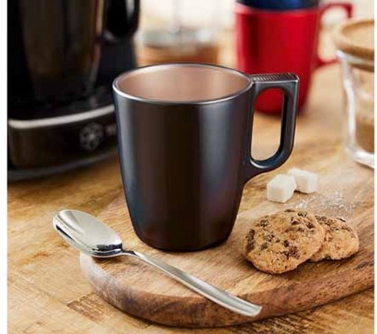 Mok - Moderne Koffiemokken - Glazen Mok - Set van 2 - Luxe Drinkglazen Voor Koffie & Thee - 250ml - 10.4 x 10.4 x 9.2 cm - Zwart