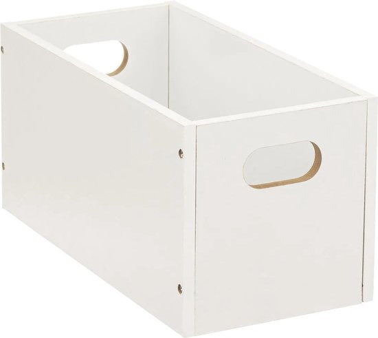 5five Opbergmand/kastmand van hout - 2x - wit - 7 Liter - 31 x 15 x 15 cm - Opbergboxen - Vakkenkast manden