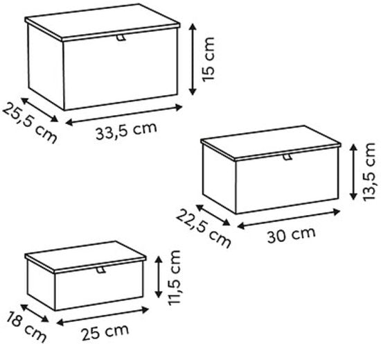 Aufbewahrungsboxen-Set - Organizer-Set - 3er-Set (S, M, L) - Bambus-Aufbewahrungsbox - S M L - Aufbewahrungsbox mit Deckel - Nachhaltiger Ordnungshelfer für Schrank & Schreibtisch - Rechteckig - ca. 25 x 18 x 11,5 cm - Bambus & Schwarz