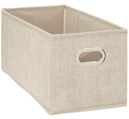 Boîte de rangement - Lot de boîtes de rangement - Moucheté - Pliable - Lot de 2 - Panier de rangement en tissu - Avec poignée - 31 x 15,5 x 15,2 cm - Beige