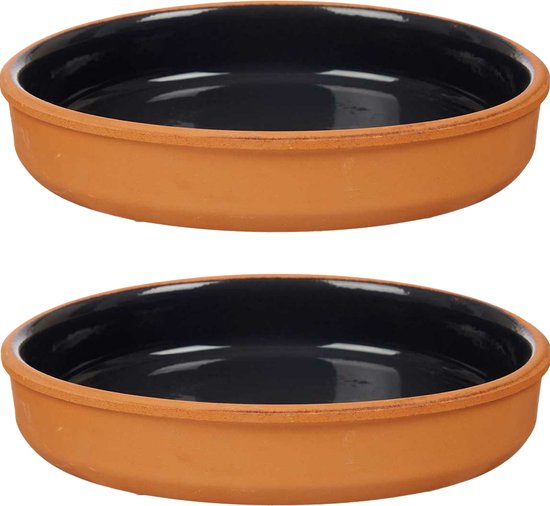 La Dehesa Tapas Servierschale - 2er-Set - Terrakotta - schwarz - D23 x H4 cm - zum Servieren von Häppchen - Auflaufform - rund