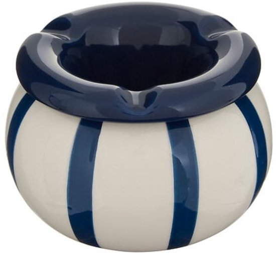 Design asbak van keramiek – blauw, compact, Ø 9 cm