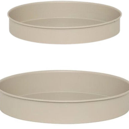 Aze Plantenbak Set - 2 Stuks - Moderne Plantenstandaard - Metalen Bloempotten op Standaard - Hoge Plantenpot Binnen - Bloempot Set met Waterafvoer - Ø30 x 44.3 cm - Beige