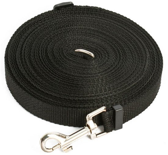 Lange trainingsriem met sluiting, zwarte band, 5 m