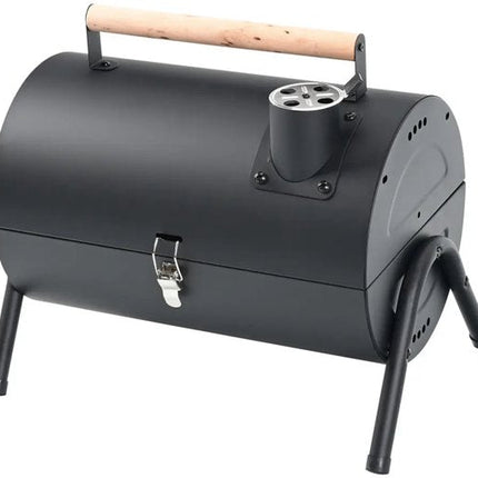 KINGHoff Grill - Draagbare Houtskoolbarbecue Grill - Camping BBQ met Deksel - Opvouwbare Tafelgrill - Reis BBQ met Ventilatie - Compacte Barbecue voor Balkon & Camping - Gepoedercoat Staal - ca. 41 x 25 x 38 cm - Zwart