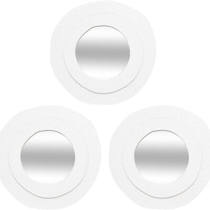 Wandspiegels - Badkamerspiegels - Set van 3 - Ronde Wandspiegels - MDF Decoratieve Spiegels - Moderne Wanddecoratie voor Woonkamer, Hal, Slaapkamer & Badkamer - Ø25 cm - Wit