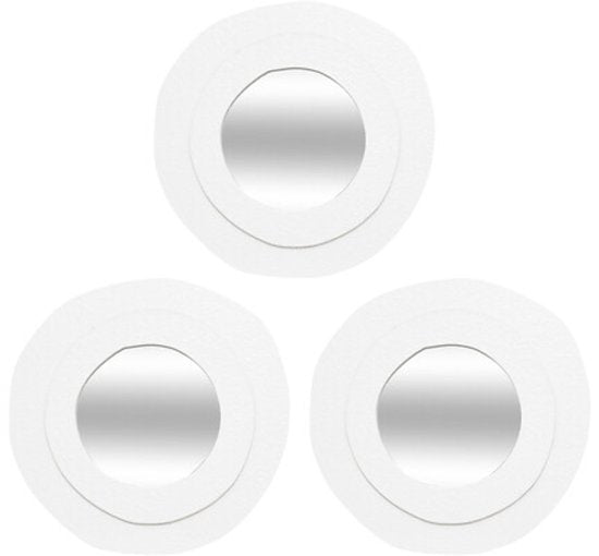 Wandspiegel - Badezimmerspiegel - 3er-Set - Runde Wandspiegel - Dekorative MDF-Spiegel - Moderne Wanddekoration für Wohnzimmer, Flur, Schlafzimmer & Badezimmer - Ø25 cm - Weiß