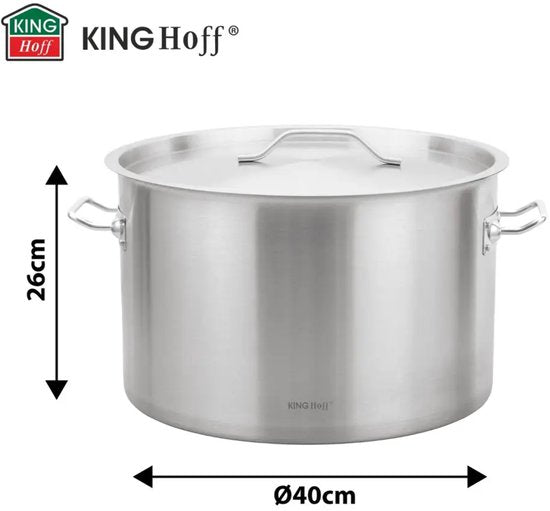 Cooking Pot - Catering Pot - Extra Large Soup Pot with Lid - Stockpot - Suitable for Induction - for Soup, Pasta & Stews - 32L - Ø40 cm - Stainless Steel