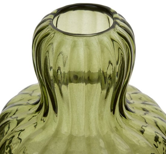 Mushroom Vase - Decorative Designer Vase - Glass Mushroom Vase - Modern Flower Vase for Dried and Fresh Flowers - Ø16.5 x 19.5 cm - Green