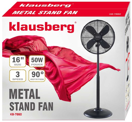 Klausberg 7860 staande ventilator op statief – zwart, 40 cm, 3 standen – foto 5