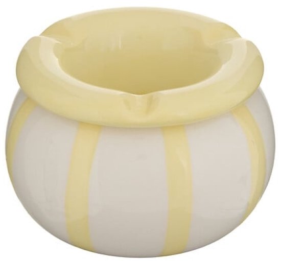 Dela Asbak - Design Asbak Keramiek - Compacte Sigaretten Asbak - Moderne Tafelasbak - Decoratieve Asbak voor Binnen - ca. Ø9 x 6 cm - Geel