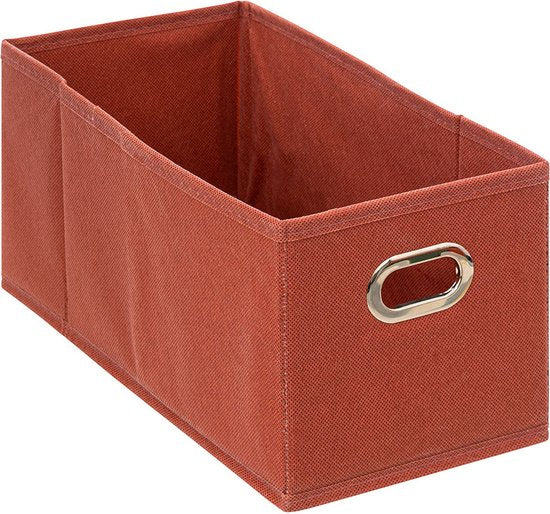 5Five Opbergmand / kastmandje - Steenrood - 31 x 31 x 31 cm - 29 liter - Vakkenkast manden - Stof met versterkte bodem - Opvouwbaar