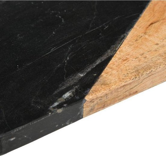 Schneidebrett - Servierbrett aus schwarzem Marmor und Mangoholz 30 x 15 cm | Marmor-Schneidebrett
