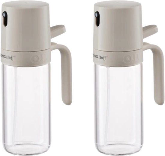 Kinghoff olie- en azijnspray, set van 2 – glazen spuitfles 250 ml, beige