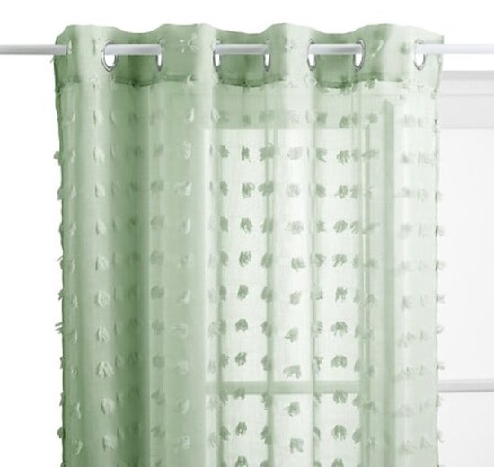 Lily Gordijn - Transparant Gordijn - Raamdecoratie - Lichtdoorlatend - Moderne Sluiergordijnen - Polyester - 140 x 240 cm - Celadon Groen