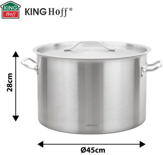 Kochtopf - Gastronomie-Topf - Extragroßer Suppentopf mit Deckel - Suppentopf - Induktionsgeeignet - für Suppen, Pasta & Eintöpfe - 44L - Ø45 cm - Edelstahl