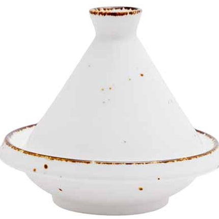 Mini Tajine - Tajine Schaal met Deksel - Serveerschaal voor Tapas & Fun Cooking - 180ml - 13.5 x 11.5 cm - Porselein - Wit