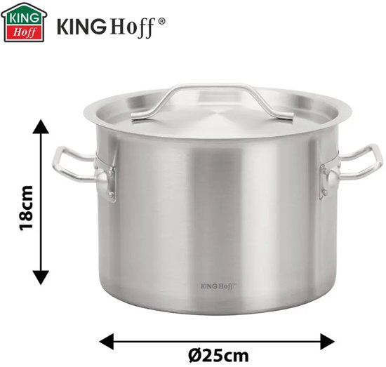 Cooking Pot - Large Soup Pot - Stockpot with Lid - for Soup, Pasta & Stews - Induction Suitable - 9L - Stainless Steel - Ø25 x 18 cm - Silver