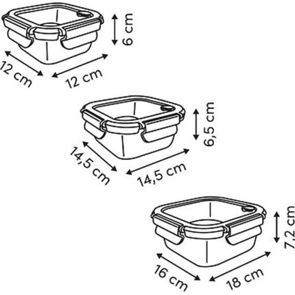3-Delig Glazen Veshoudbakjes - Glas - Glazen - Lunchbox - Voedselbewaring - Luchtdichte Bewaarbakjes - Magnetron & Vaatwasser - 320ml, 520ml & 800ml - Borosilicaatglas - Transparant