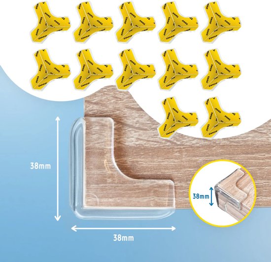 Sipo Hoekbeschermers voor meubels zelfklevend set van 12 3, 8 x 3, 8 cm transparant