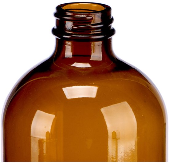 Glazen zeepdispenser 500 ml – rond, bruin met zwarte pomp, navulbaar – foto 4