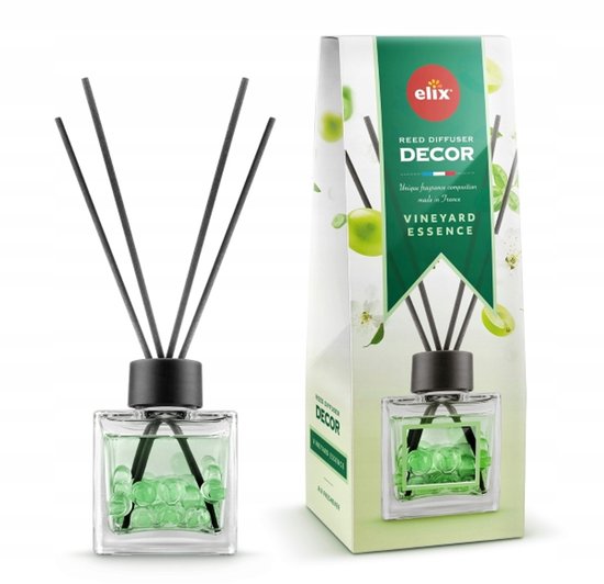 Elix - Geurstokjes - Geurstokjes met Kralen - Luchtverfrisser - Interieur Parfum Diffuser – Geurstokjes Langdurige Geur - Decoratieve Aroma Diffuser - voor Woonkamer & Badkamer - 100ml - Vineyard Essence