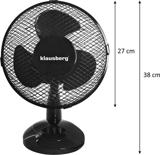 Klausberg 7473 tafelventilator zwart – 23 cm, 21 W, 3 snelheden – foto 3