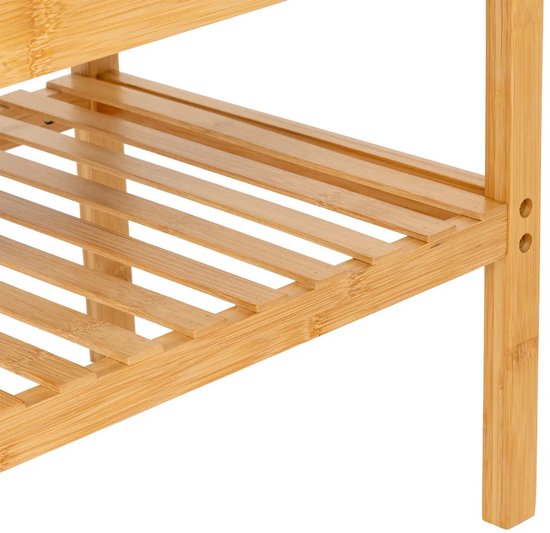 5Five Schoenenrek Bankje - 2-laags - bamboe/kunststof - 90 x 34 x 45 cm - voor 4 paar schoenen