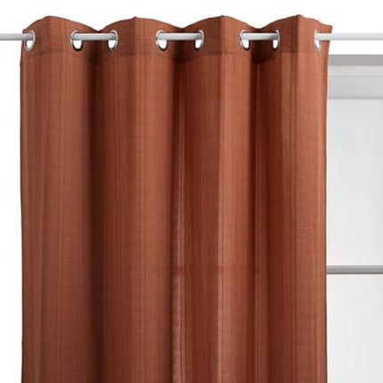 Gordijn - Vitrage - Luchtig Gordijn - Geplooid Strepenpatroon - Raamdecoratie voor Binnen - Polyester - 140 x 240 cm - Terracotta