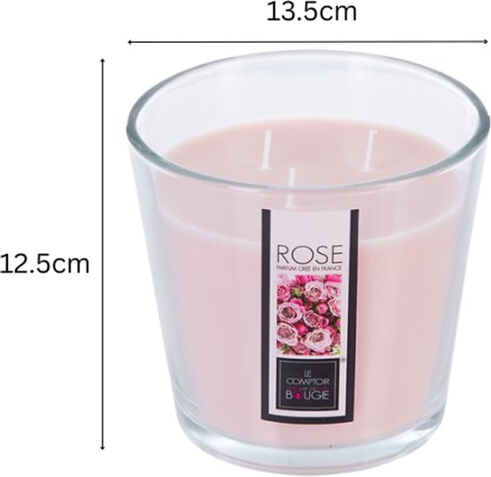 Nina Scented Candle Set - Scented Candle - Perfumed Candle - Large Scented Candle in Glass Jar - Exotic Fruits - Rose - Citronella - Scented Candle - 500 g - 13.5 x 12.5 cm - Transparent