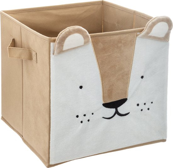 Atmosphera Storage basket / cupboard basket lion - for children - cardboard / plastic - brown - 30 x 30 cm